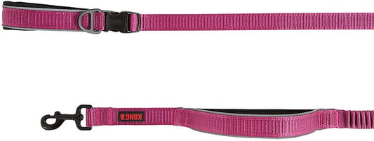 KONG Reflective Shock Absorbing Hands-Free Bungee Dog Leash 6' (Pink)