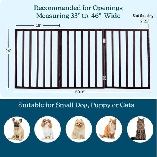 Pet Gate Collection – Dog Gate for Doorways, Stairs or House – Freestanding, Folding, Accordion Style, Wooden Indoor Dog Fence by Petmaker