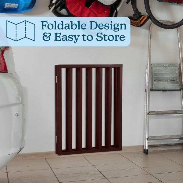 PETMAKER Pet Gate, 3 Panel Freestanding Dog Gate Indoor, Brown, 54”x23.75”
