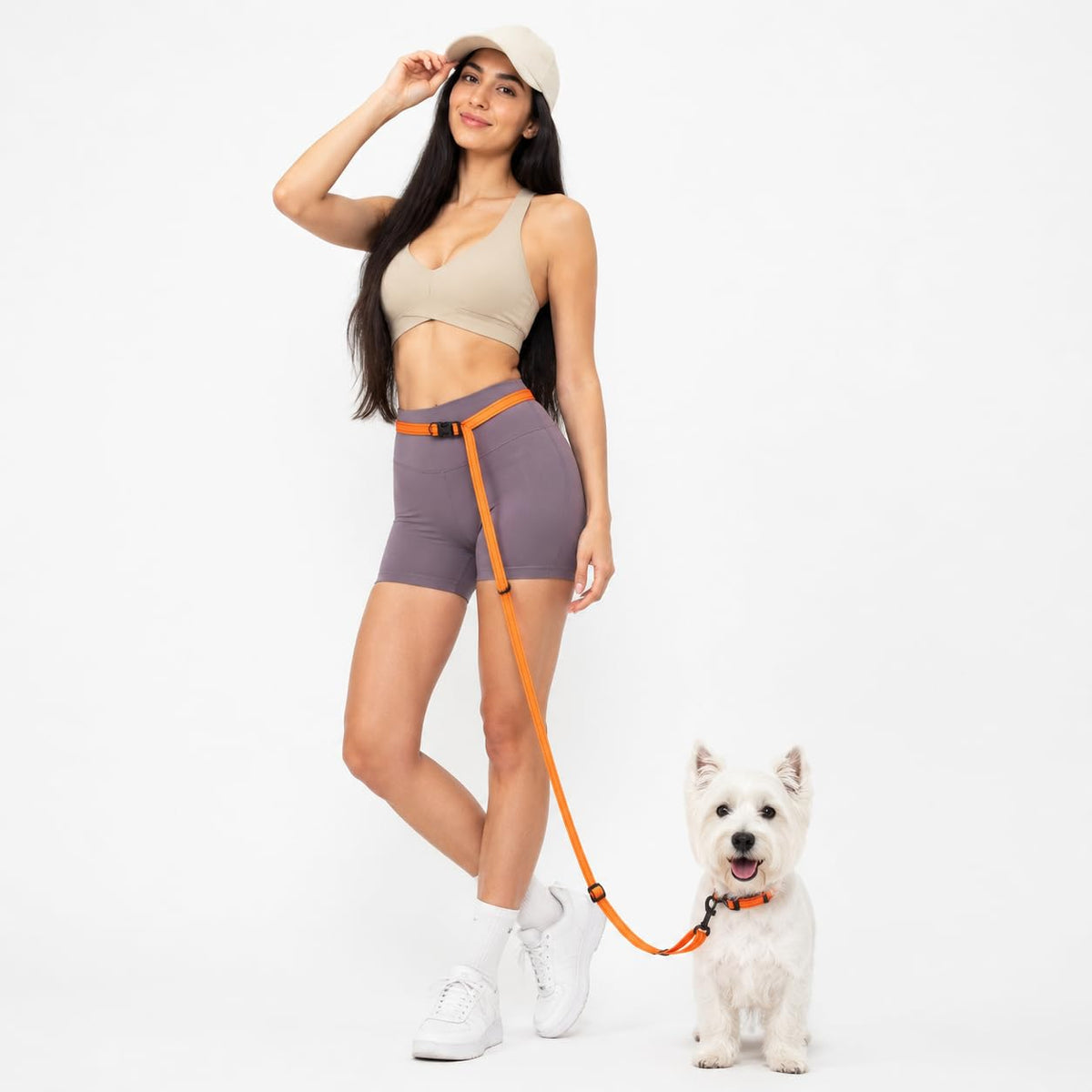 Kazazoo Hands-Free Dog Leash Adjustable Length 5-8 Ft,Waist & Crossbody Leash for Walking with Small Dogs Bichon Frisé & Teddy Reflective Strips, Ballistic Nylon, Waist Belt, Lightweight Pink