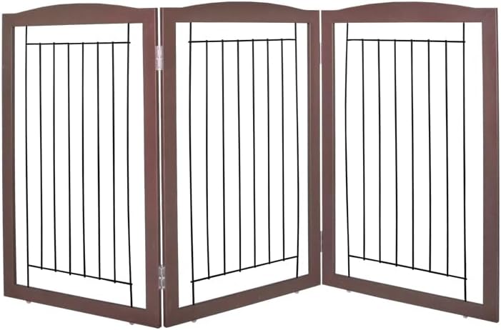 ZJSF Freestanding Foldable Dog Gate for House Extra Wide Wooden Indoor Puppy Gate Stairs Doorways Pet Gate Tall Dog Fence 2 Panels Fence Brown