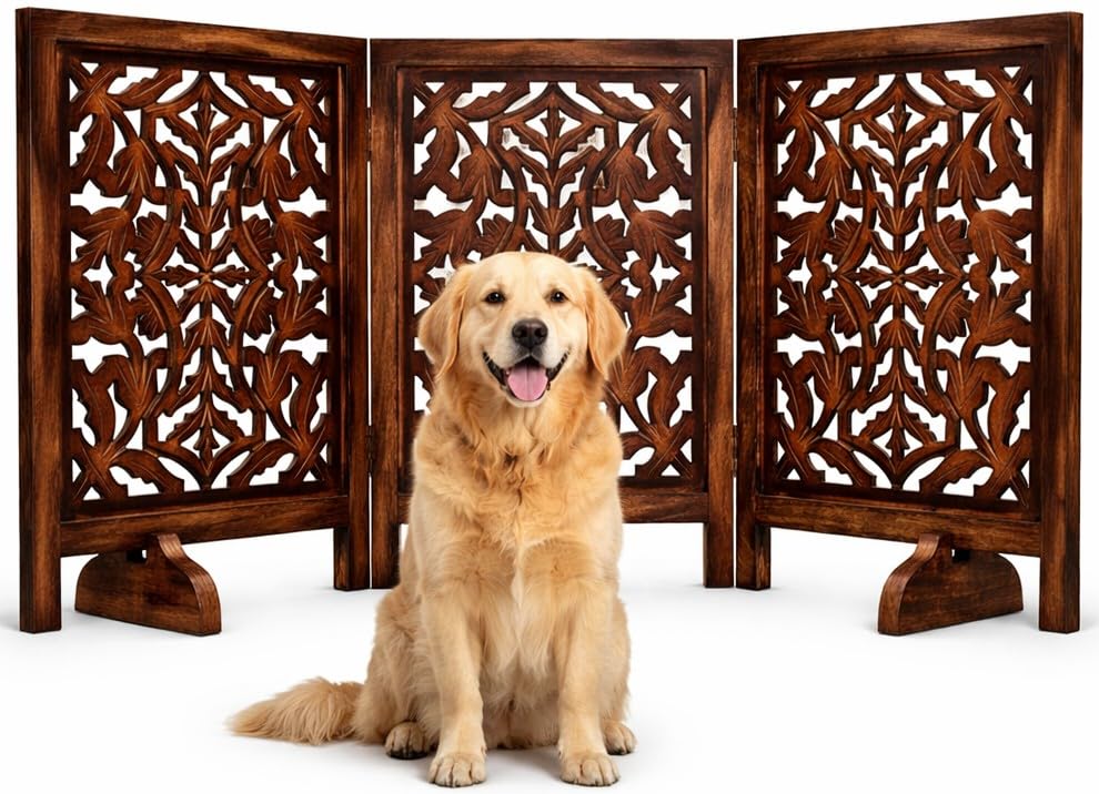 Freestanding Wood Pet Gate, 4-Panel, 56x28