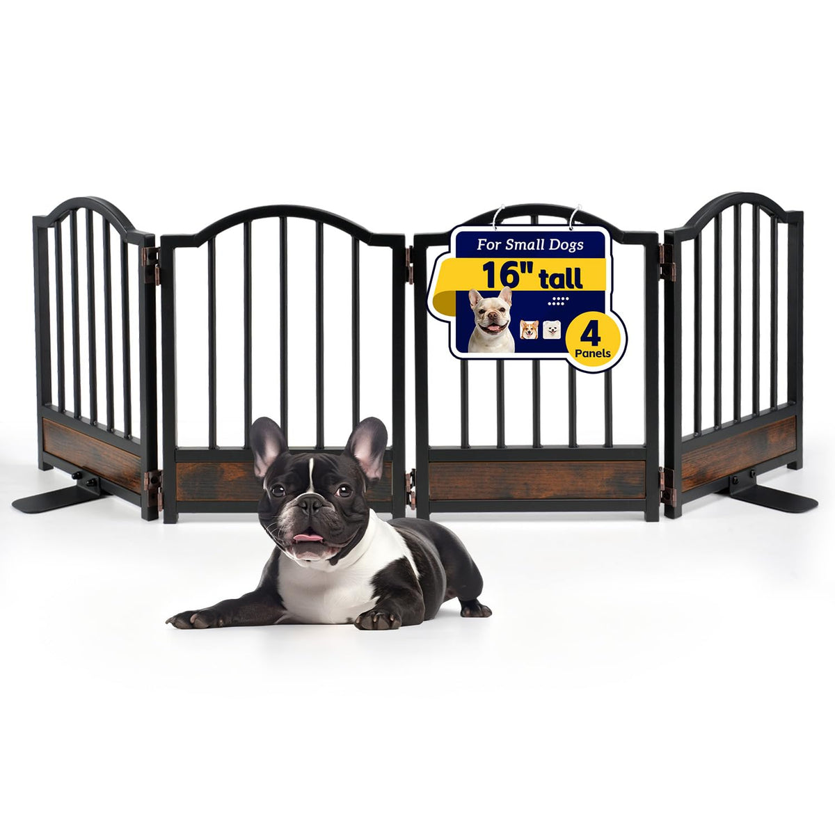 Free Standing Small Dog Gate Indoor, Short Foldable Dog Gate for Stairs