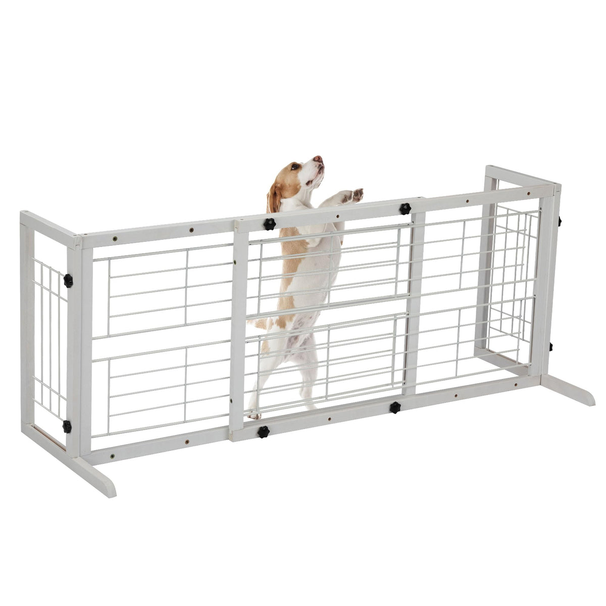 Coziwow 38-67" Freestanding Adjustable Dog Gate, No Drilling, Brown
