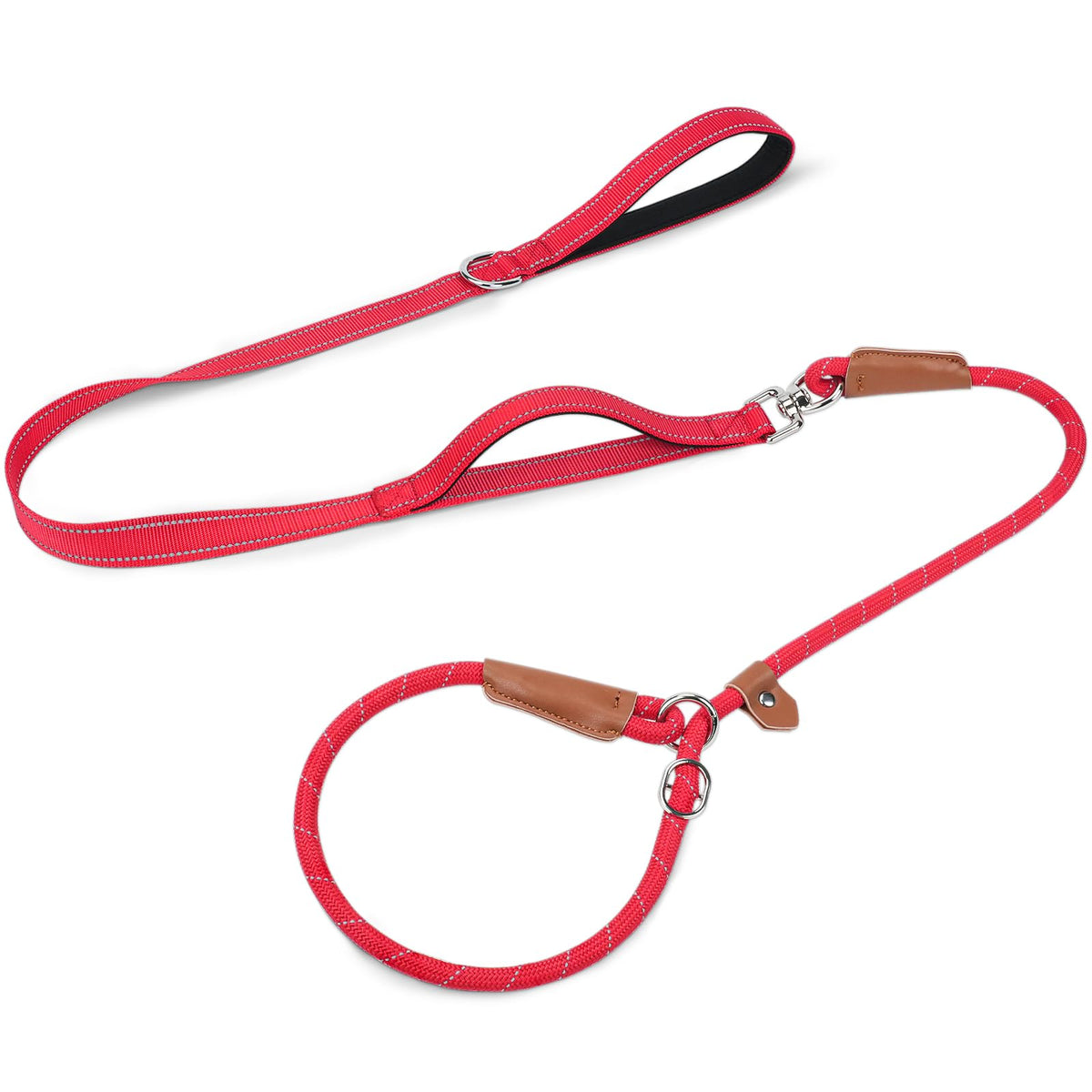 Joytale Slip Lead Dog Leash with Dual Handle, No Pull, Black, 6FT x 3/8"