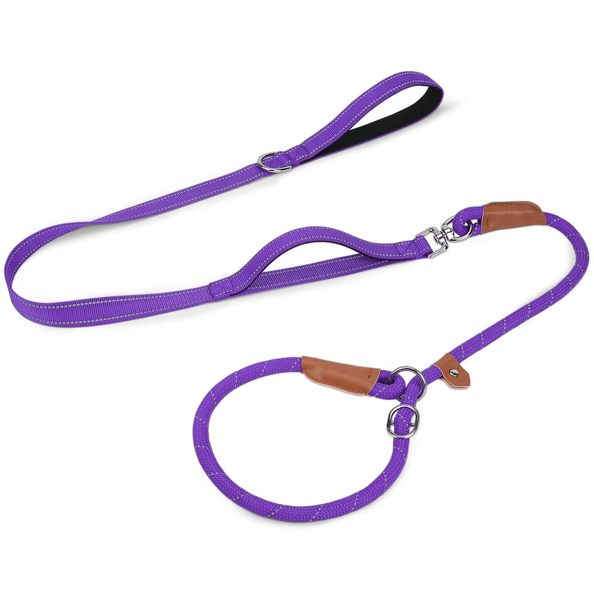 Joytale Slip Lead Dog Leash with Dual Handle, No Pull, Black, 6FT x 3/8"
