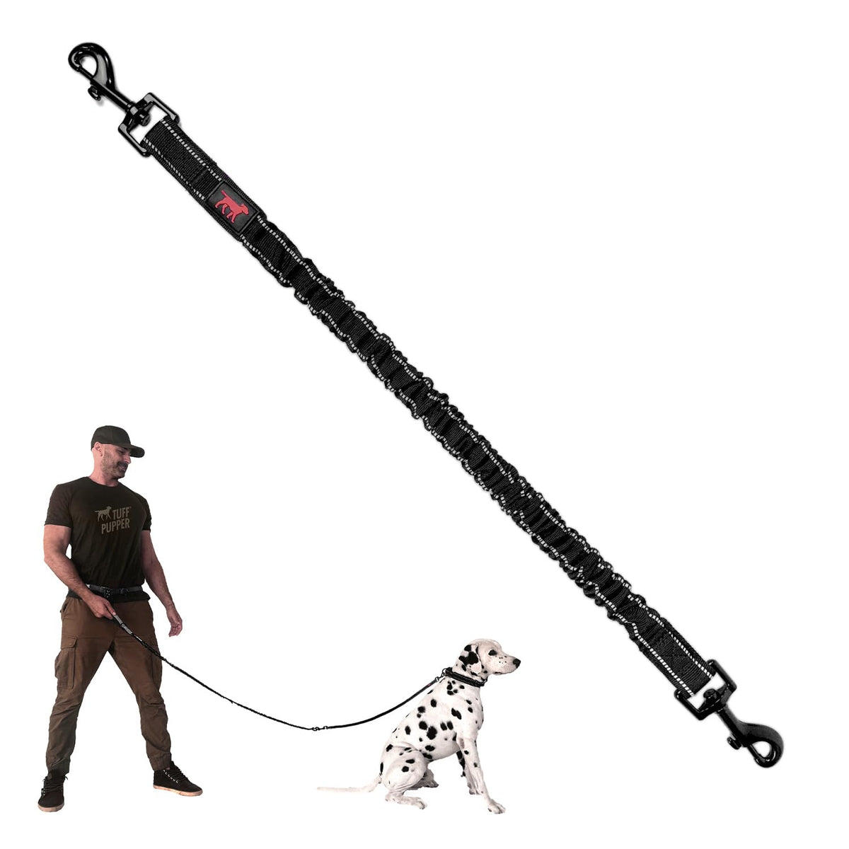 Tuff Pupper Hands Free Bungee Dog Leash, Waist Belt for Running & Walking