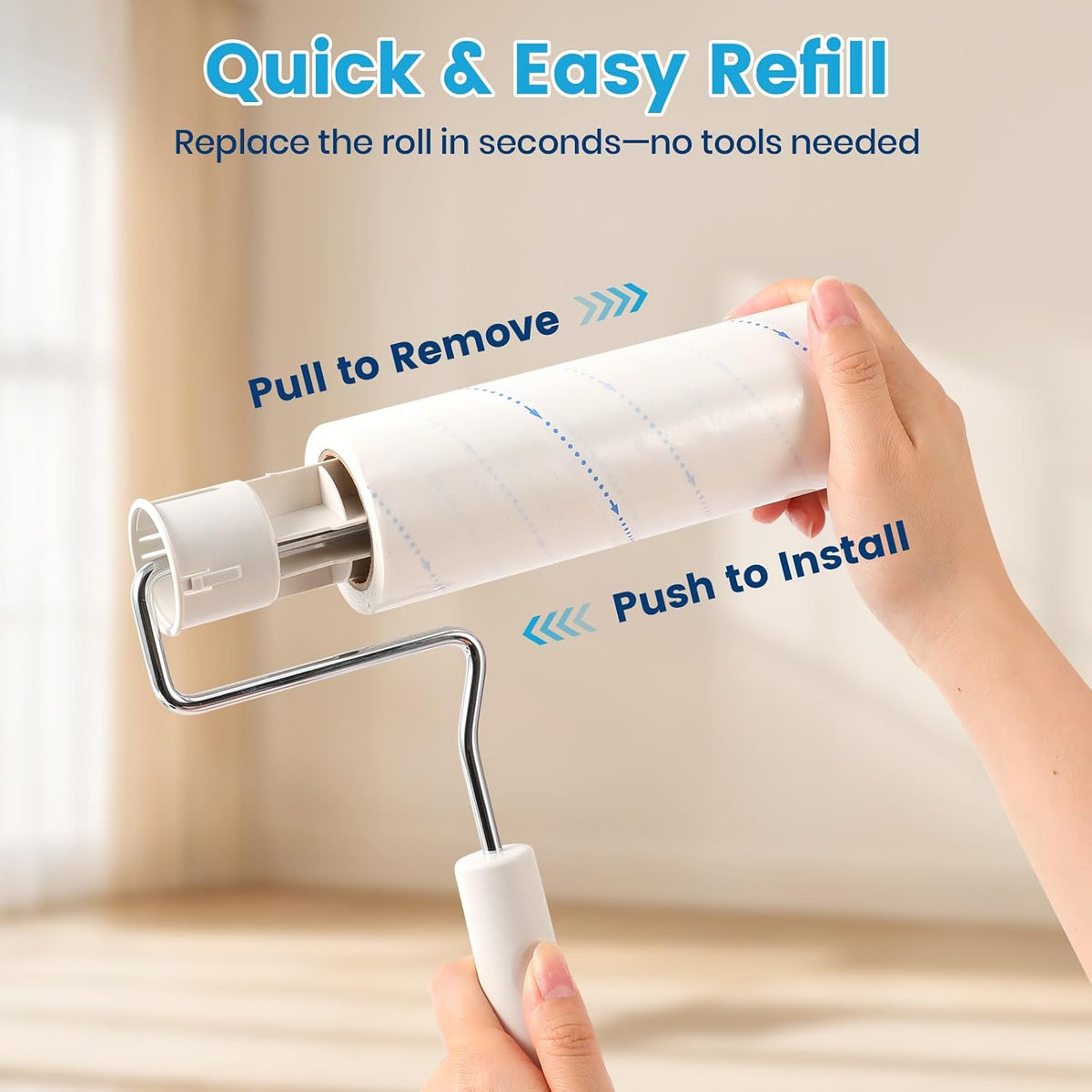 Extra Sticky Long Handle Lint Roller for Pet Hair, Floor