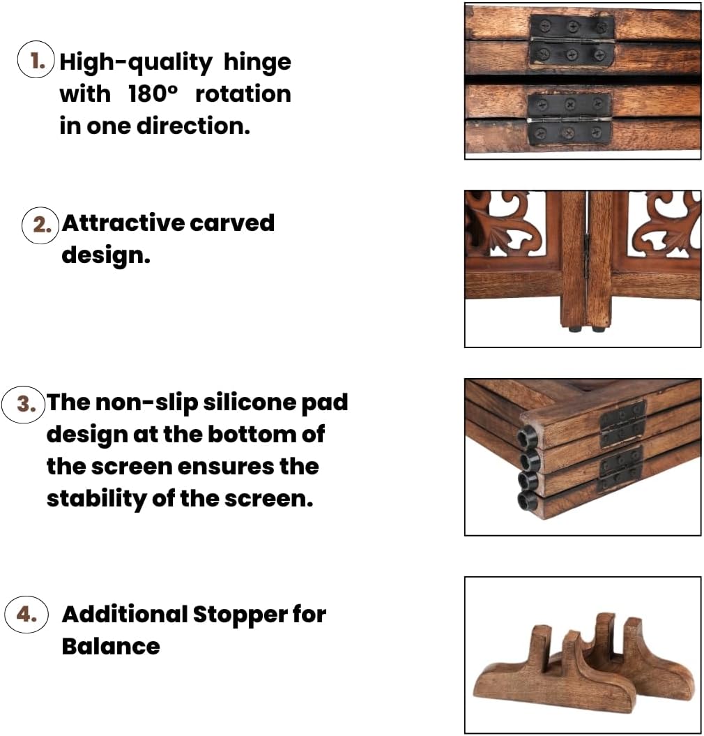 Homebia Wooden Pet Gate – Foldable 4 Panel Dog Barrier, Antique Burnt