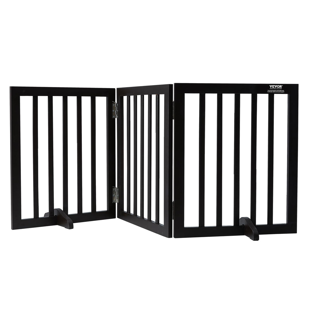 VEVOR Freestanding Pet Gate, Wooden 24" H x 80" W, 4-Panel Foldable Gate for Wide & Narrow Passageways, Expandable Dog Barrier with Silent Foot Support, White