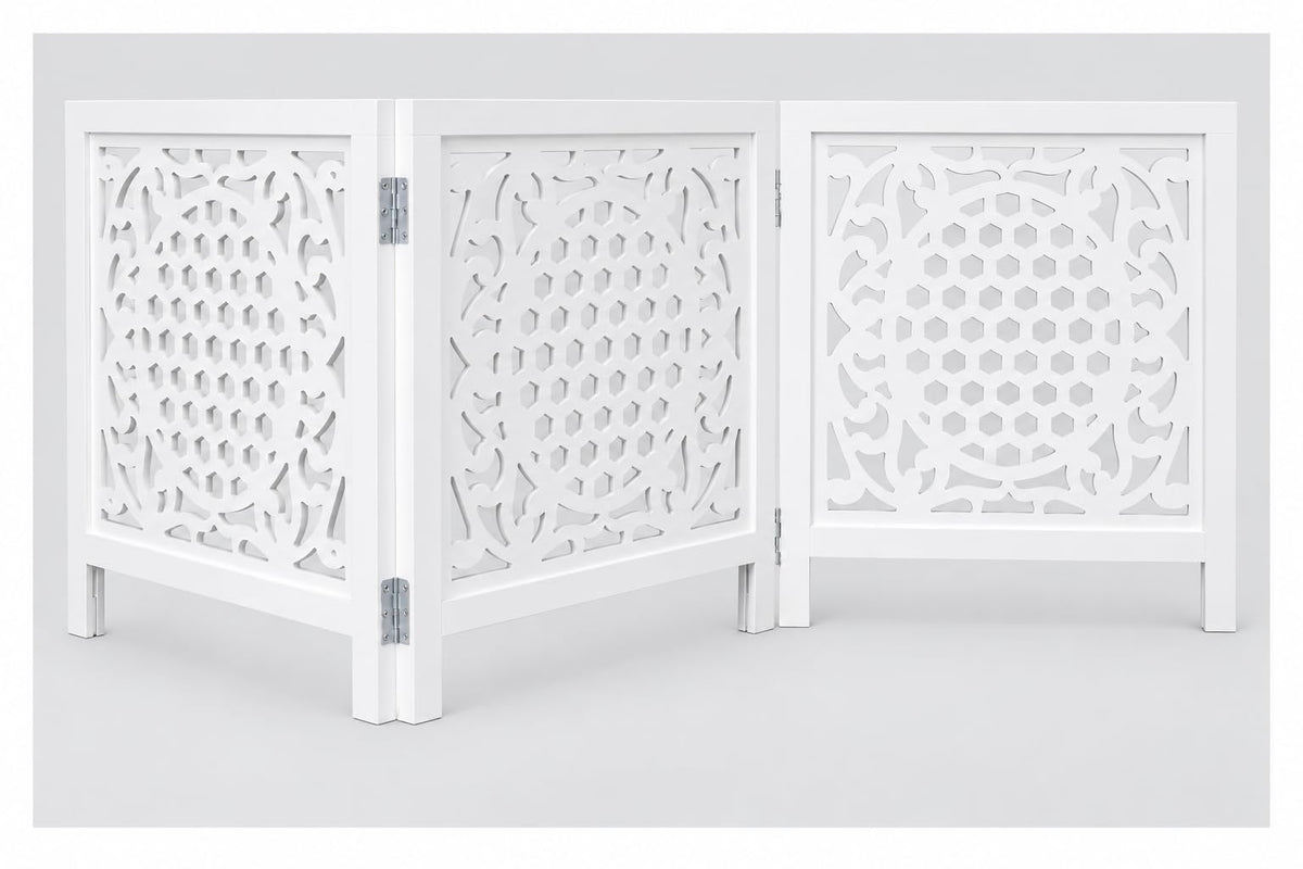 Free Standing Dog gate, Foldable Wooden Pet Gate Indoor 20W x 24H