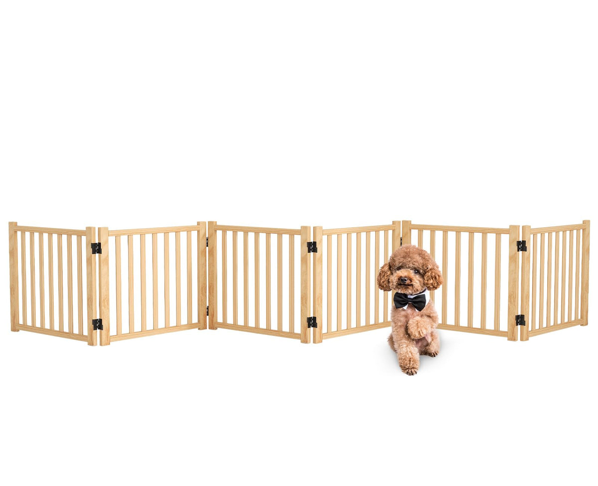 Wooden Freestanding Dog Gates Indoor- 23" Height 2 Panels