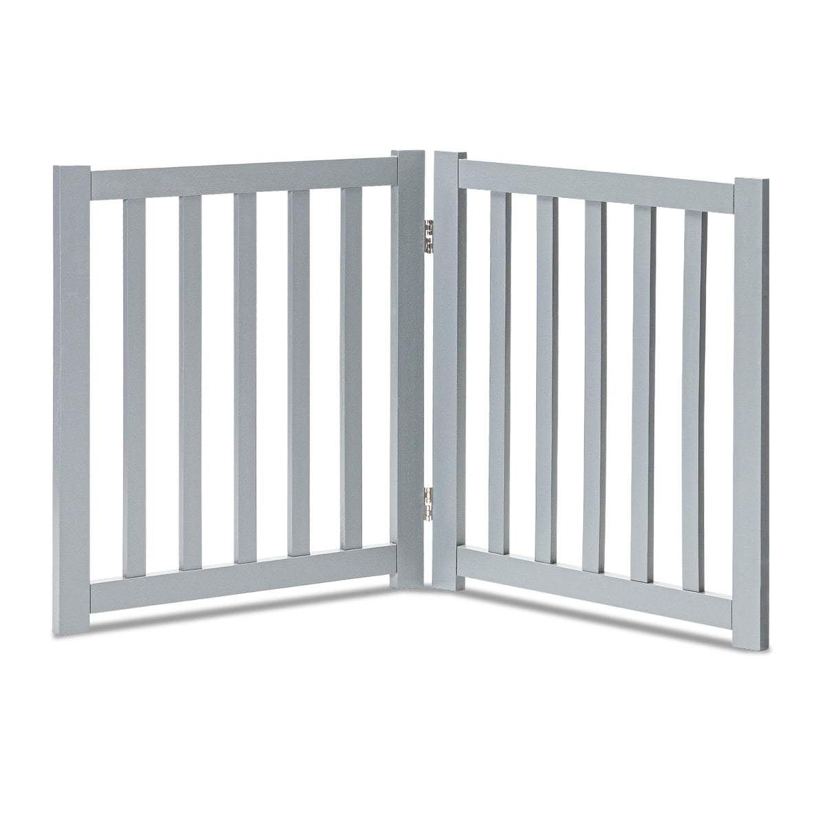 LZRS Wooden Free Standing Dog Gate 40" W x 24" H, Foldable Solid Hardwood Pet Safety Fence for House Doorways, Stairs, Hallways, Step-Over Pet Barrier, No Drill Easy Setup, Brown Oak