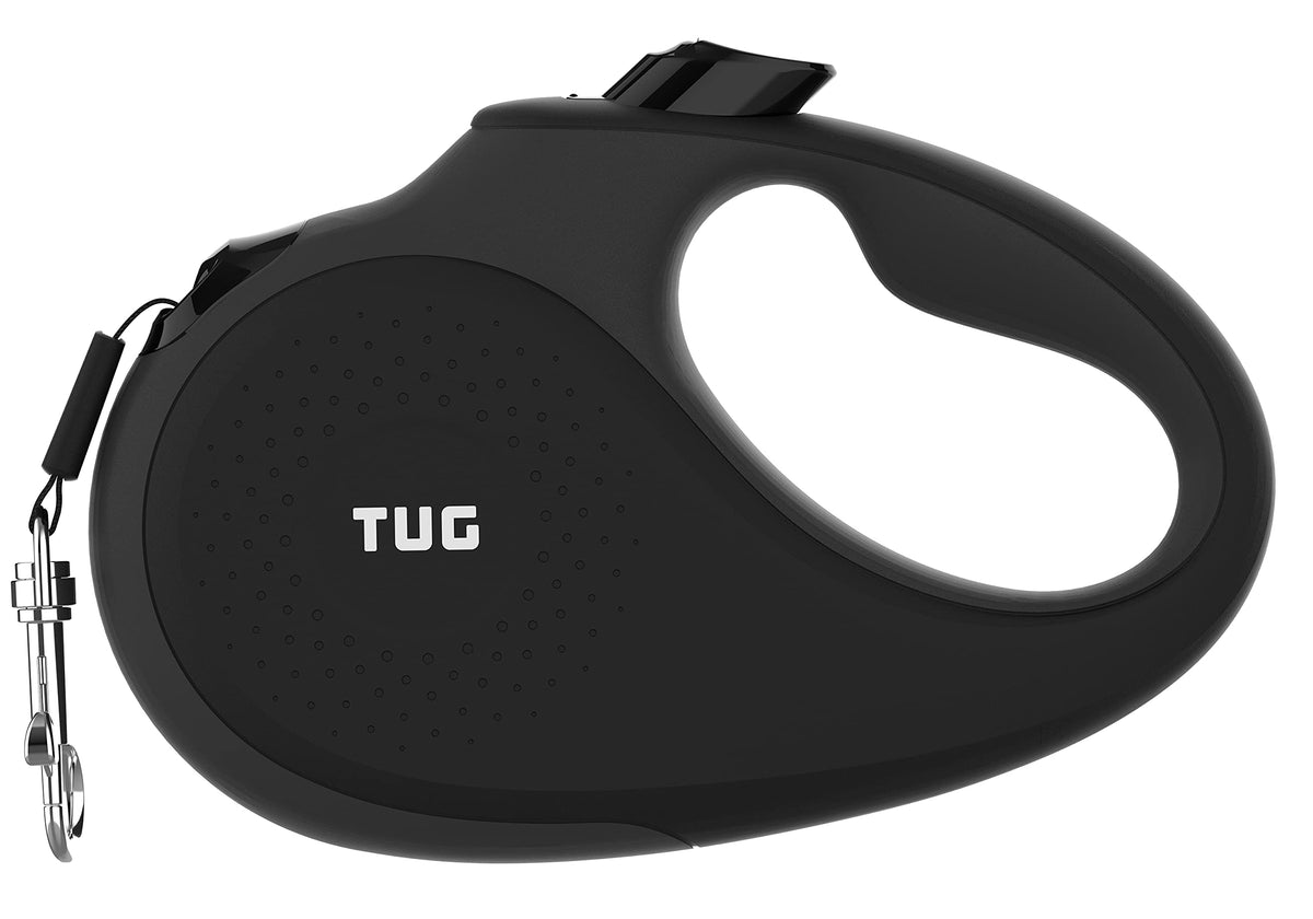 TUG Original Retractable Dog Leash, Anti-Slip, 16’ Tape (Large, Black/Grey)