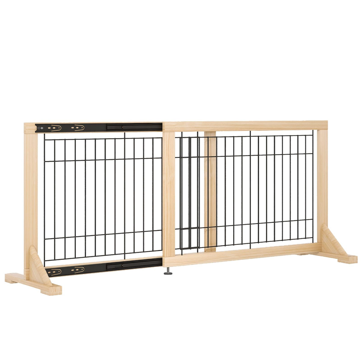 YOCAN Freestanding Wooden Dog Gate Indoor, 23.6" Tall, 31.5-61" Wide
