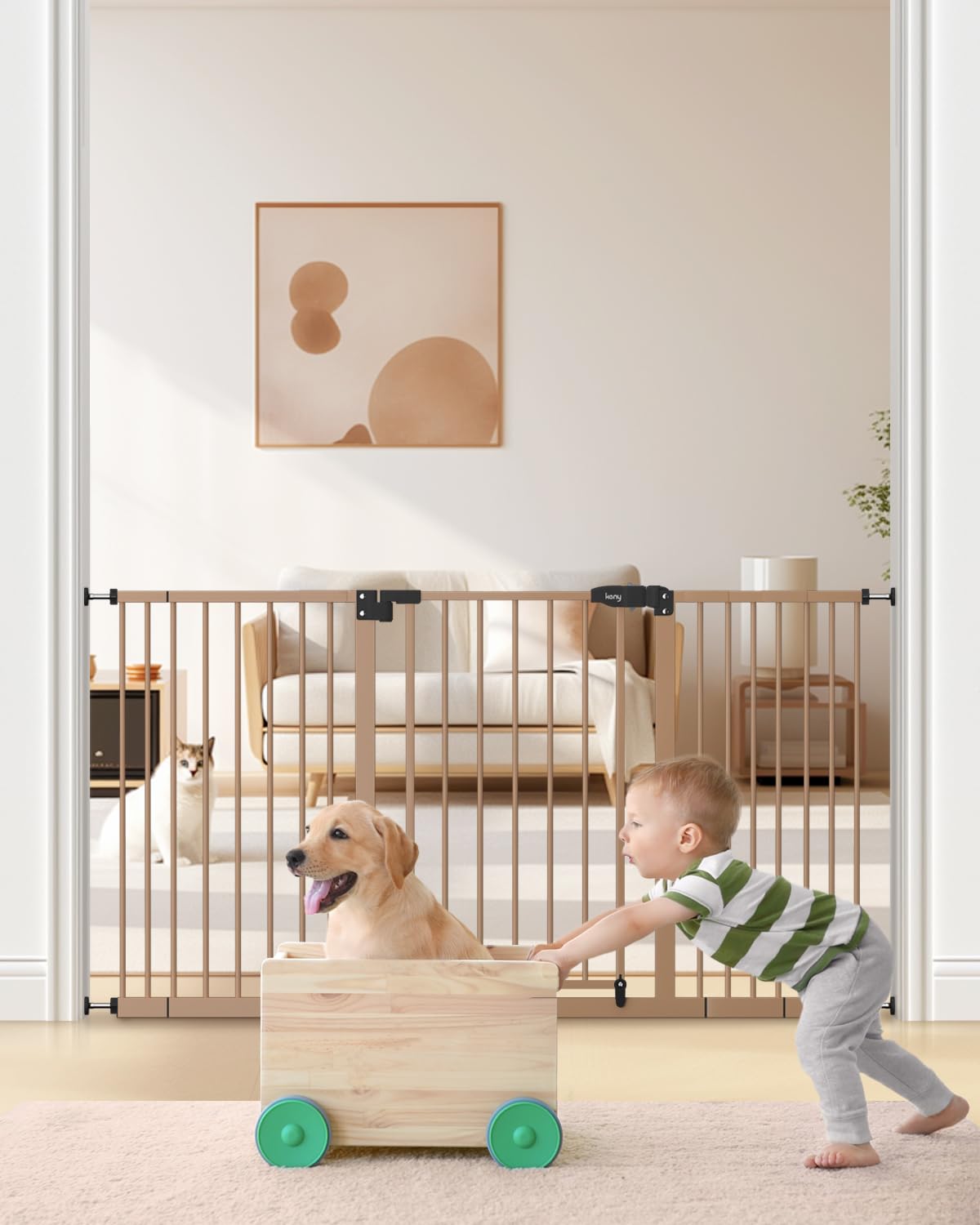 keny 29"-42.5" Baby Gate for Stairs, Auto Close Safety Dog Gate