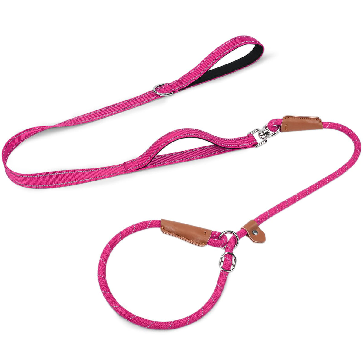 Joytale Slip Lead Dog Leash with Dual Handle, No Pull, Black, 6FT x 3/8"