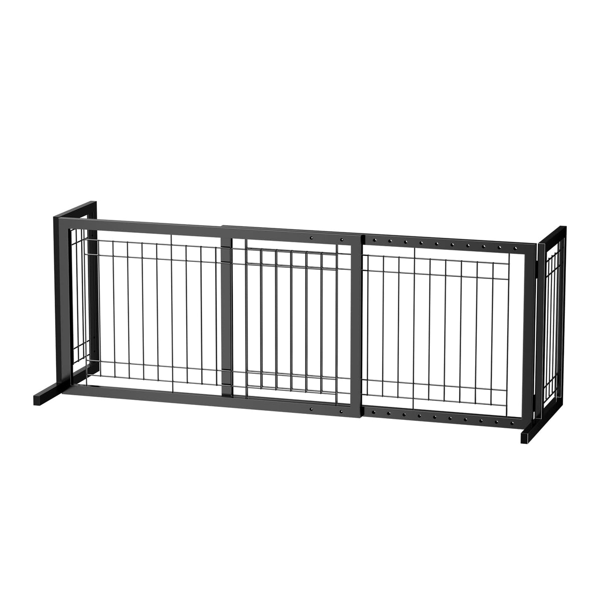 Bonnlo Free Standing Dog Gate, 39" - 68" Wide Pet Gate for Fireplace Stairs Doorways, Wooden Adjustable Pet Fence Indoor, Christmas Tree Gate (Cherry)