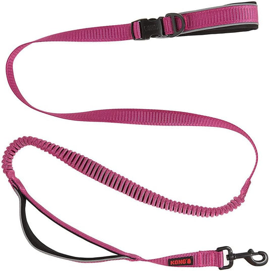 KONG Reflective Shock Absorbing Hands-Free Bungee Dog Leash 6' (Pink)