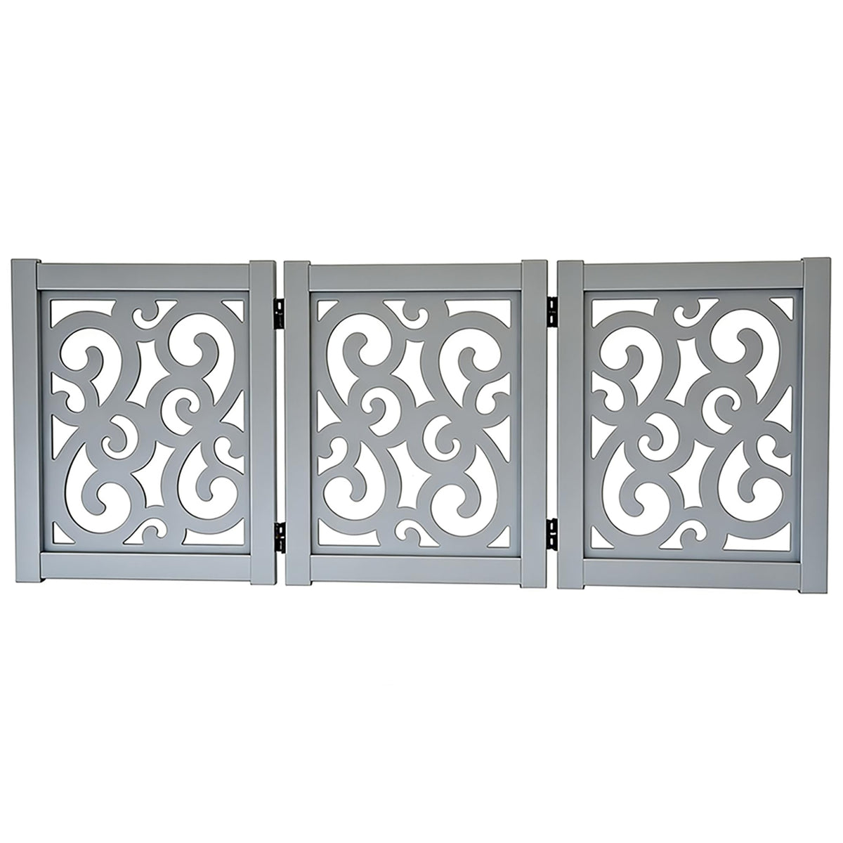 Ashfield & Harkness 4-Panel Pet Gate - Scroll White Wooden Freestanding Dog