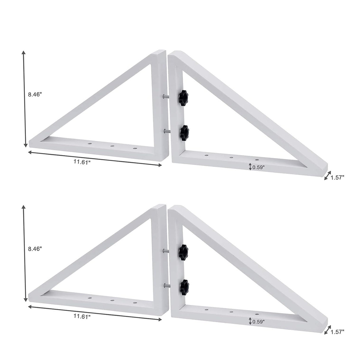 WELLAND Triangle Support Feet Set of 2 for 360 Degree Configurable Gate Collection, Solid Pine Wood, Easy to Install, 2 Pairs of Safety Fence Feet for Freestanding Pet Gates, White (Only Feet)