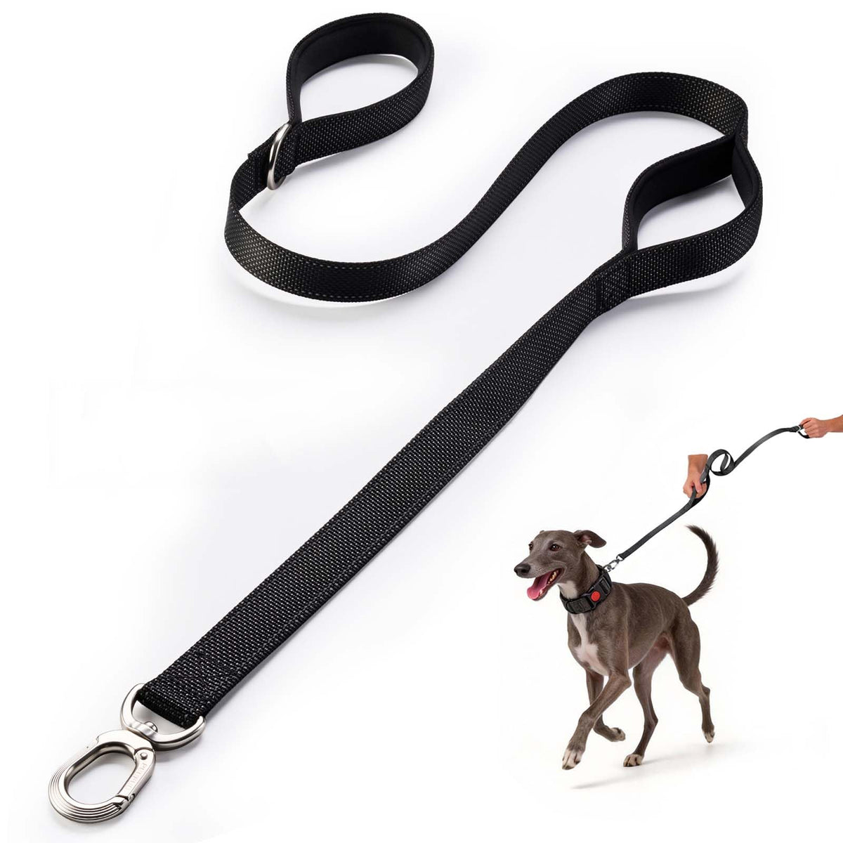 Heavy Duty Dog Leash with Easy Lock Metal Clip, Reflective, Padded Handle - Durable 4ft Walking Training Green Leash for Large, Medium, Small Dogs, Jogging, Hiking, and Outdoor Use