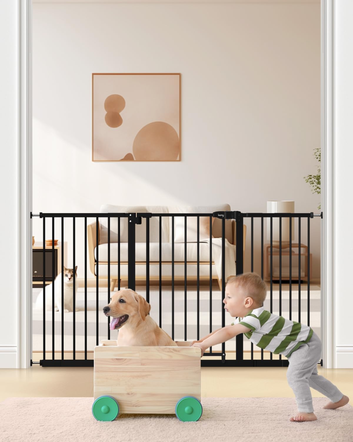 keny 29"-42.5" Baby Gate for Stairs, Auto Close Safety Dog Gate