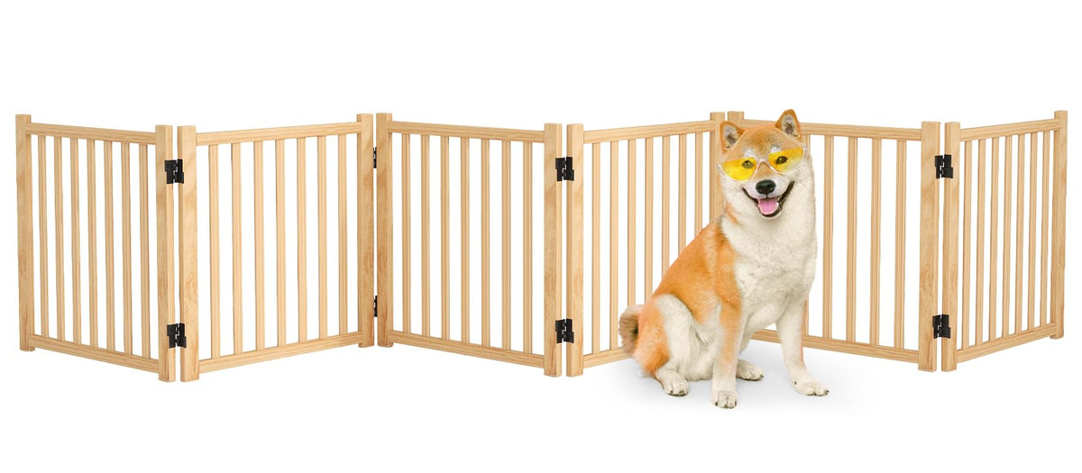 Wooden Freestanding Dog Gates Indoor- 23" Height 2 Panels