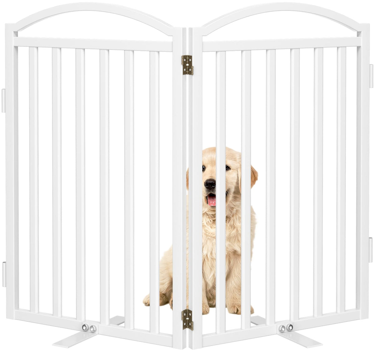 Malier Metal Freestanding Dog Gates, Outdoor Indoor Dog Fences, Extra Wide Foldable Puppy Gate for Stairs, Hallways, Yard