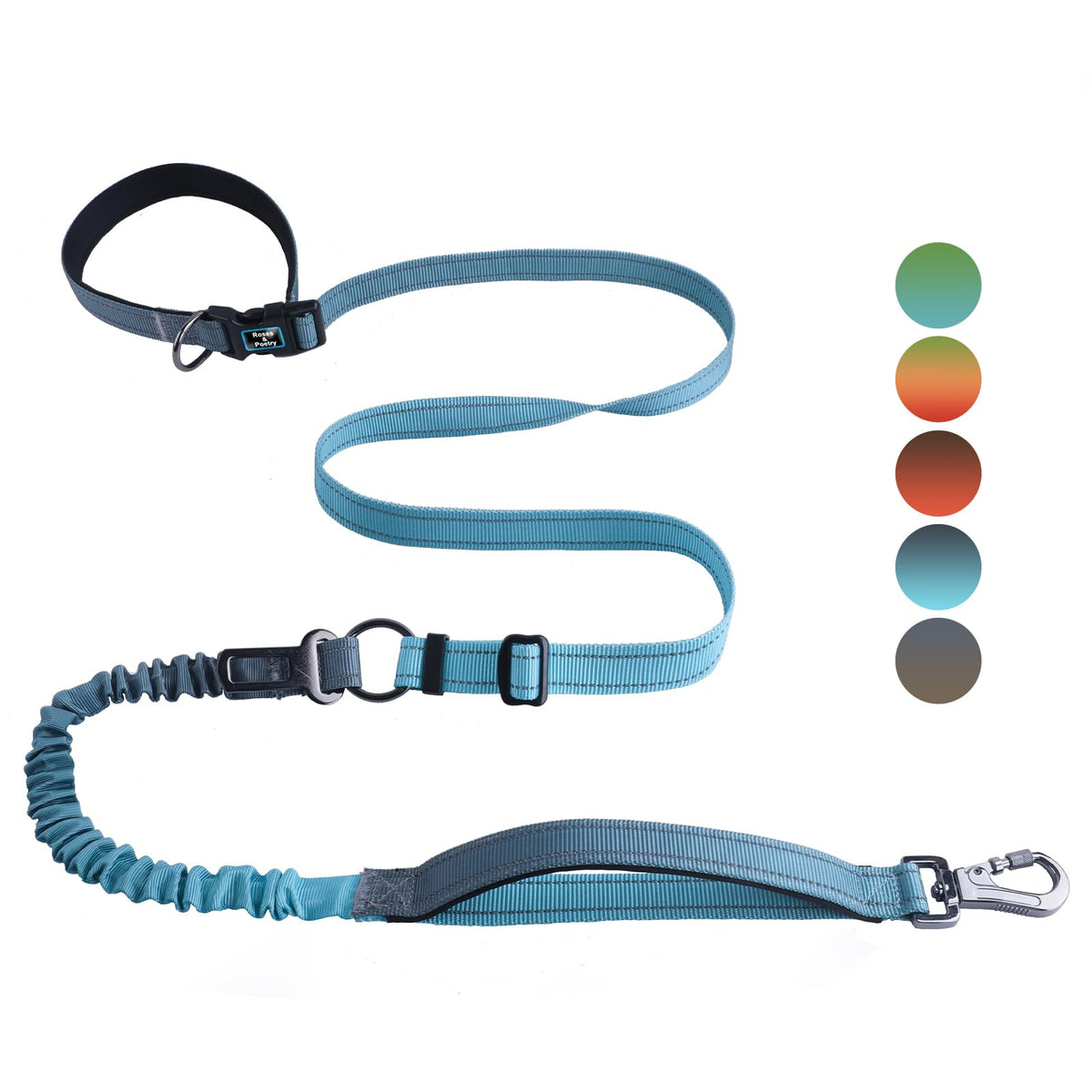 Roses&Poetry Hands Free Dog Leash for Medium Large Dogs Heavy Duty, No Pull Bungee Dog Running Waist Leash for Walking Training with Car Seatbelt 4-6FT