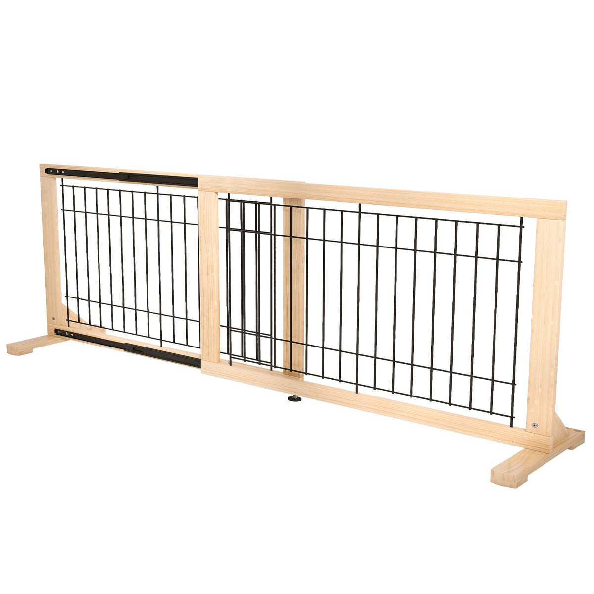 YOCAN Freestanding Wooden Dog Gate Indoor, 23.6" Tall, 31.5-61" Wide