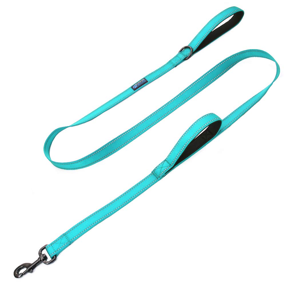 Max and Neo Double Handle Traffic Dog Leash - Reflective, Donates to Dog Rescue (Black, 6 FT)