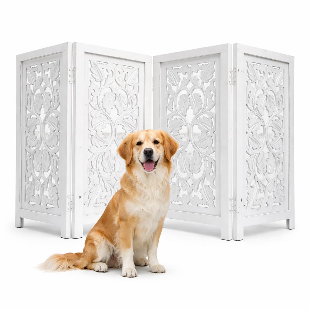 Freestanding Wood Pet Gate, 4-Panel, 56x28