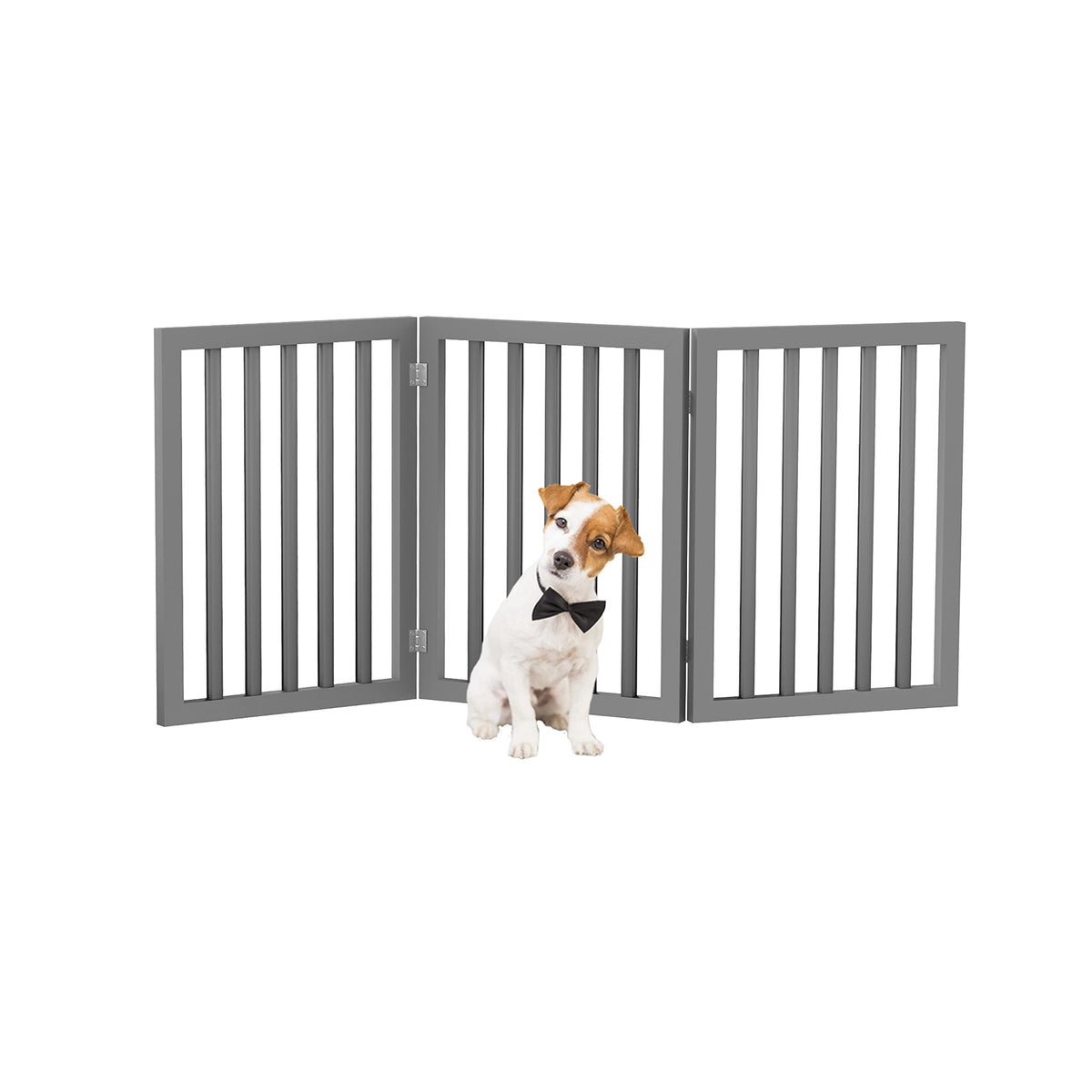 PETMAKER Pet Gate, 3 Panel Freestanding Dog Gate Indoor, Brown, 54”x23.75”