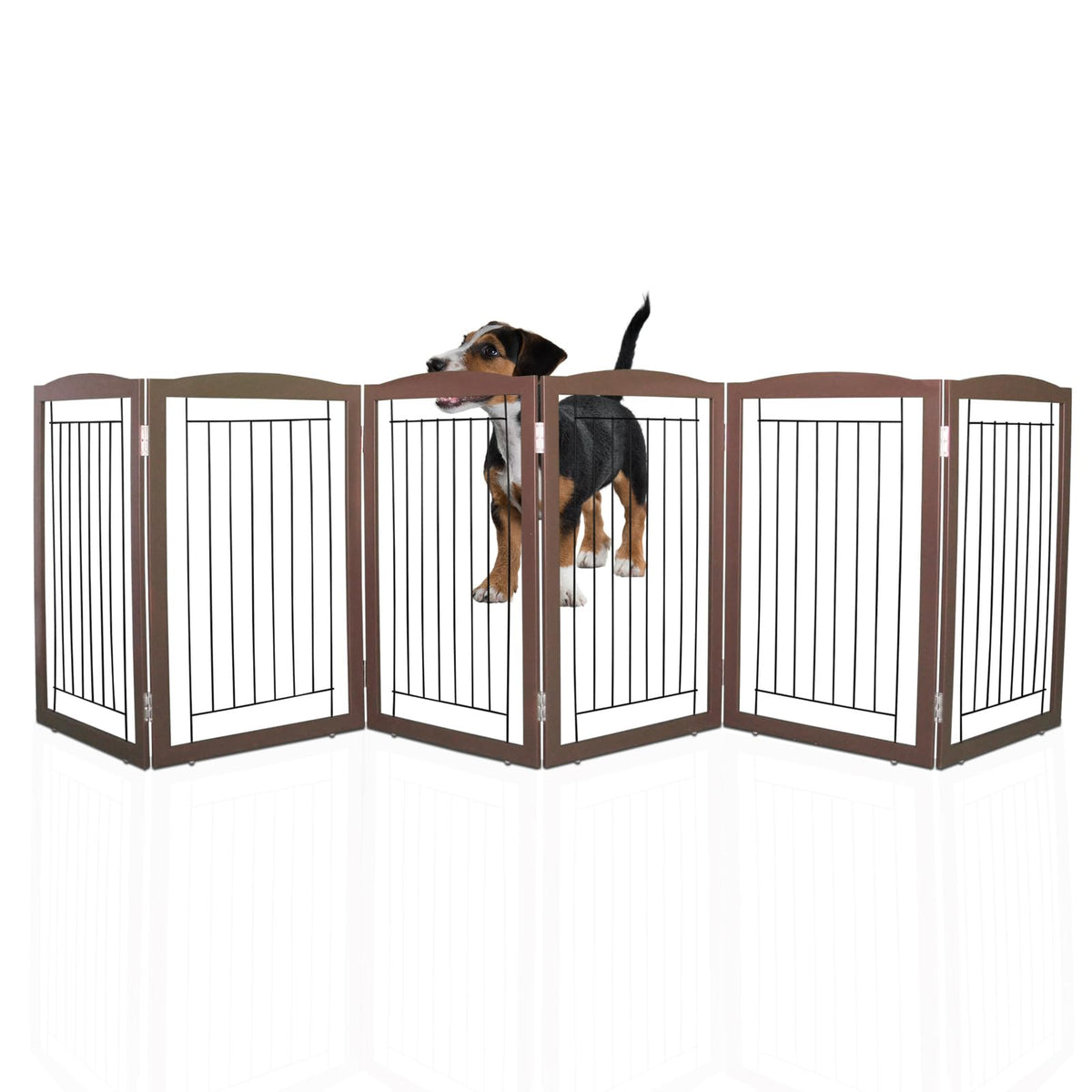 ZJSF Freestanding Foldable Dog Gate for House Extra Wide Wooden White Indoor Puppy Gate Stairs Doorways Pet Gate Tall Dog Fence 3 Panels Fence