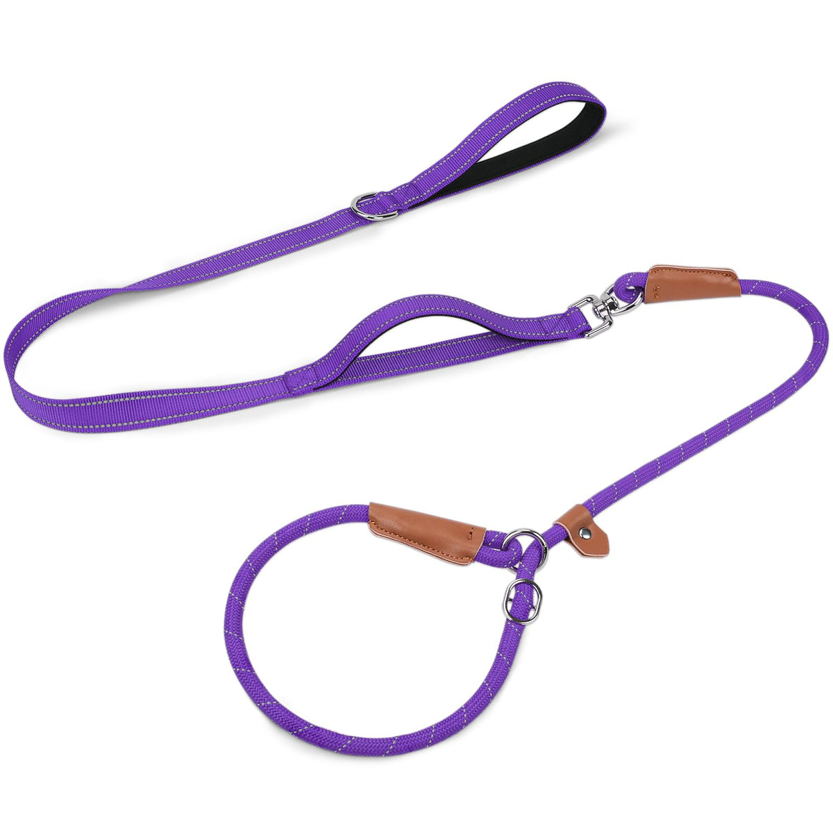 Joytale Slip Lead Dog Leash with Dual Handle, No Pull, Black, 6FT x 3/8"