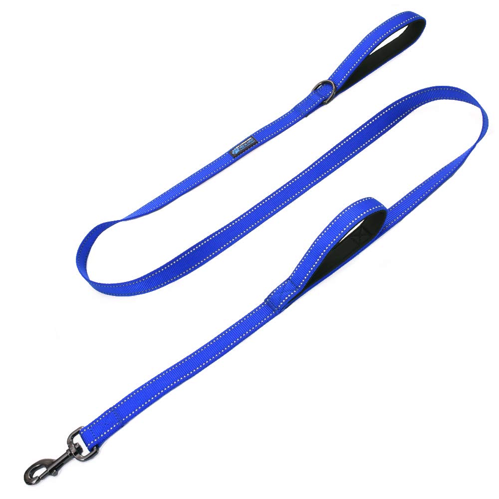 Max and Neo Double Handle Traffic Dog Leash - Reflective, Donates to Dog Rescue (Black, 6 FT)