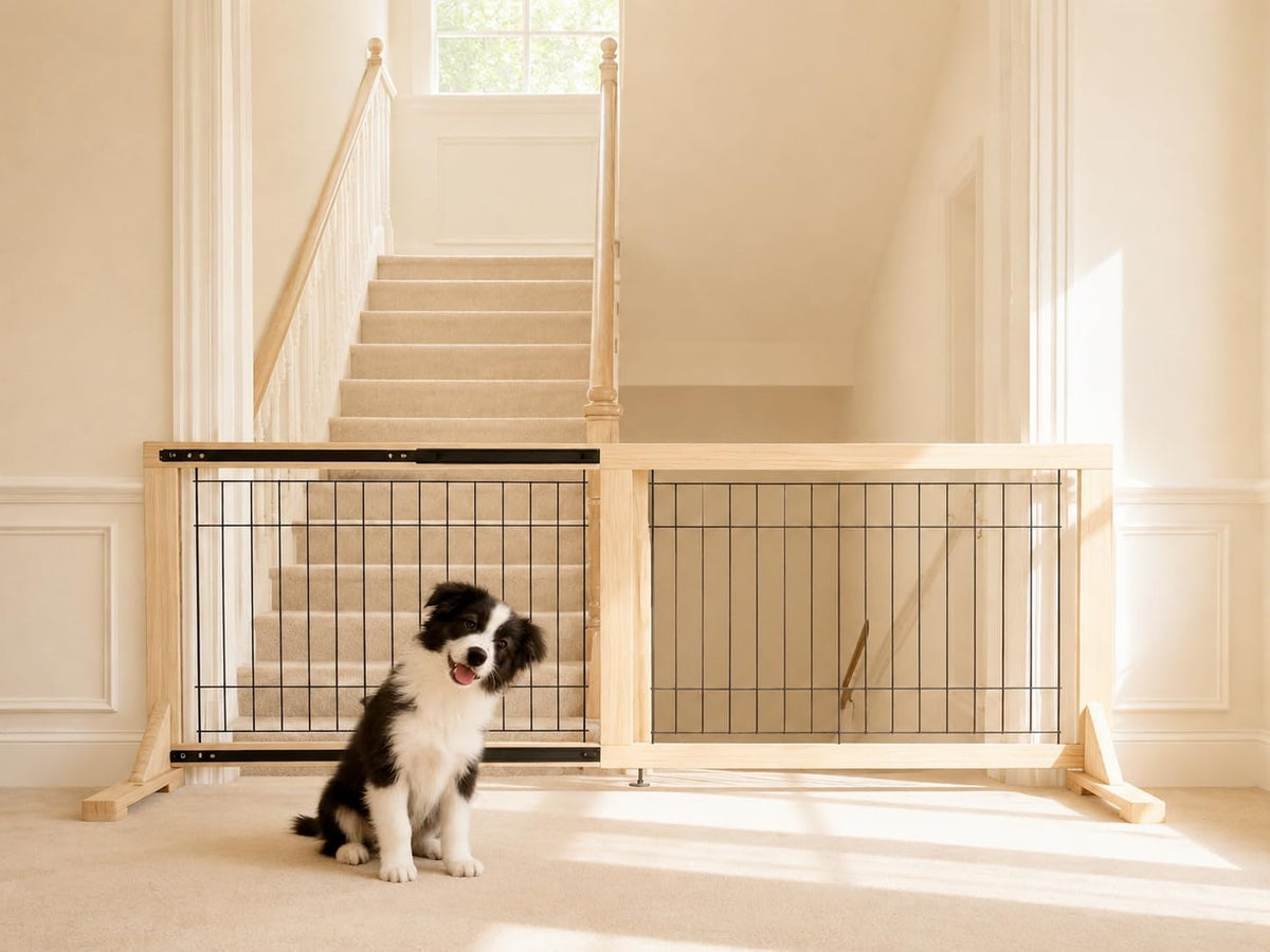 Freestanding Dog Gate Indoor,19.7" Height 23.6"–45.3" Width