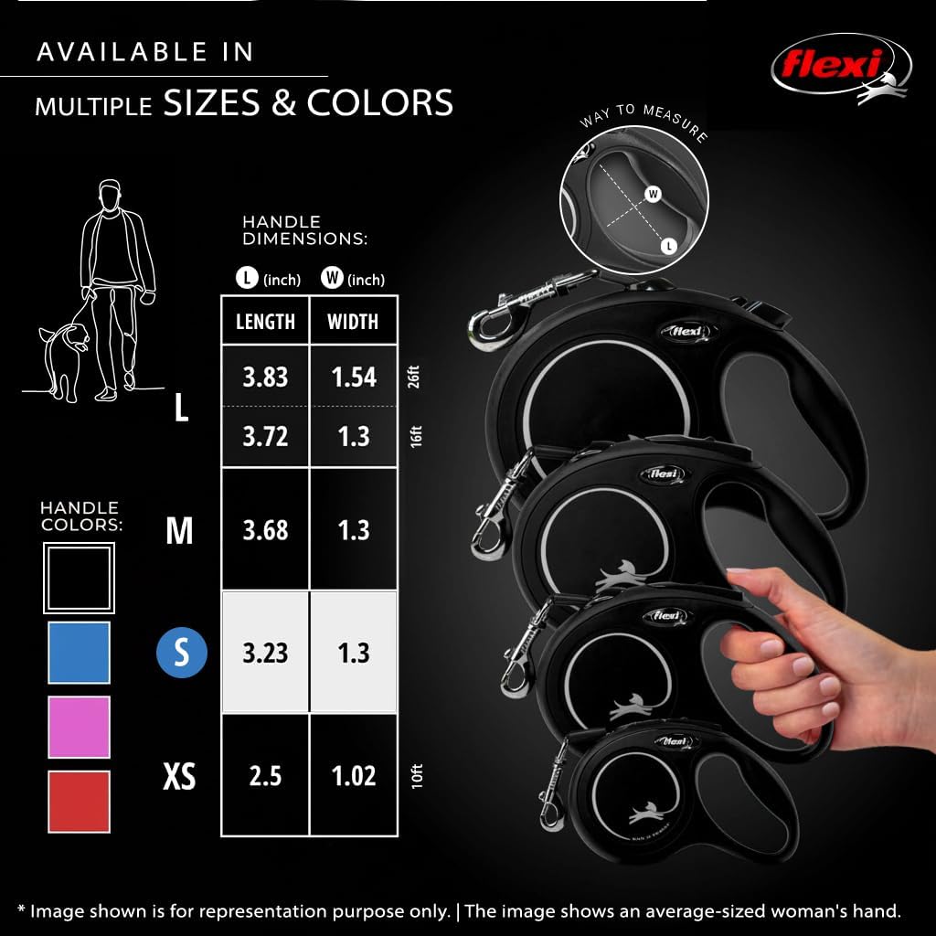 FLEXI® Classic Cord Retractable Dog Leash, Small, 16 ft - Black