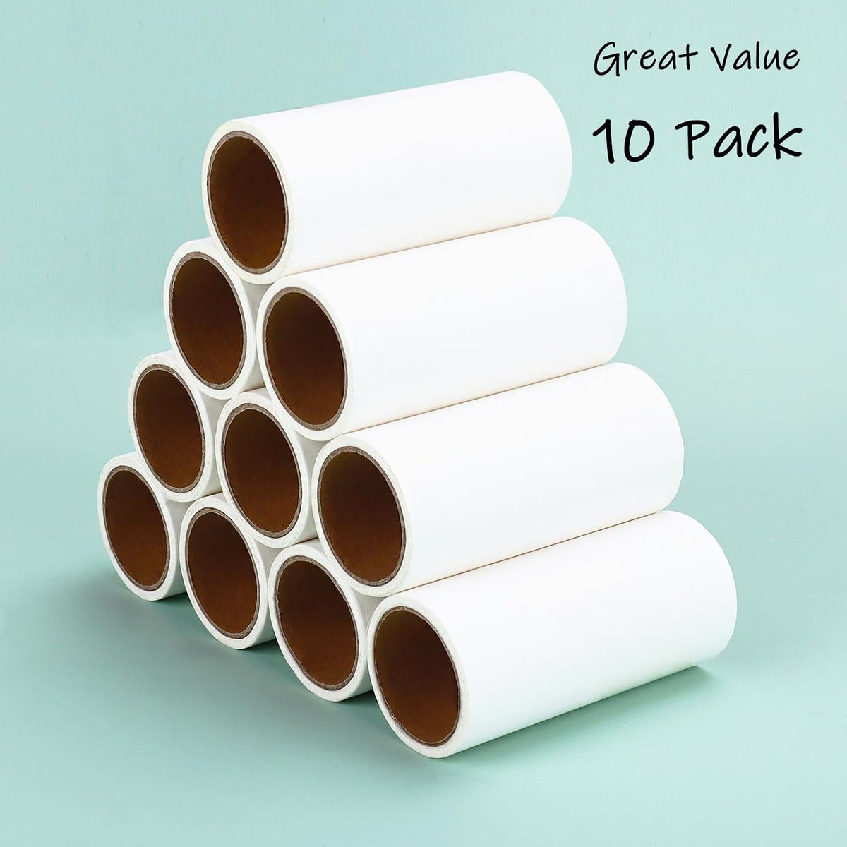 Lint Roller Refills 4 inch Bulk 10 Rolls Total 600 Sheets Extra Sticky Lint Remover Replacement Refills Compatible with Evercare PetLovers Muji IKEA and Others (Inside Dia. 1-1/2 inch)