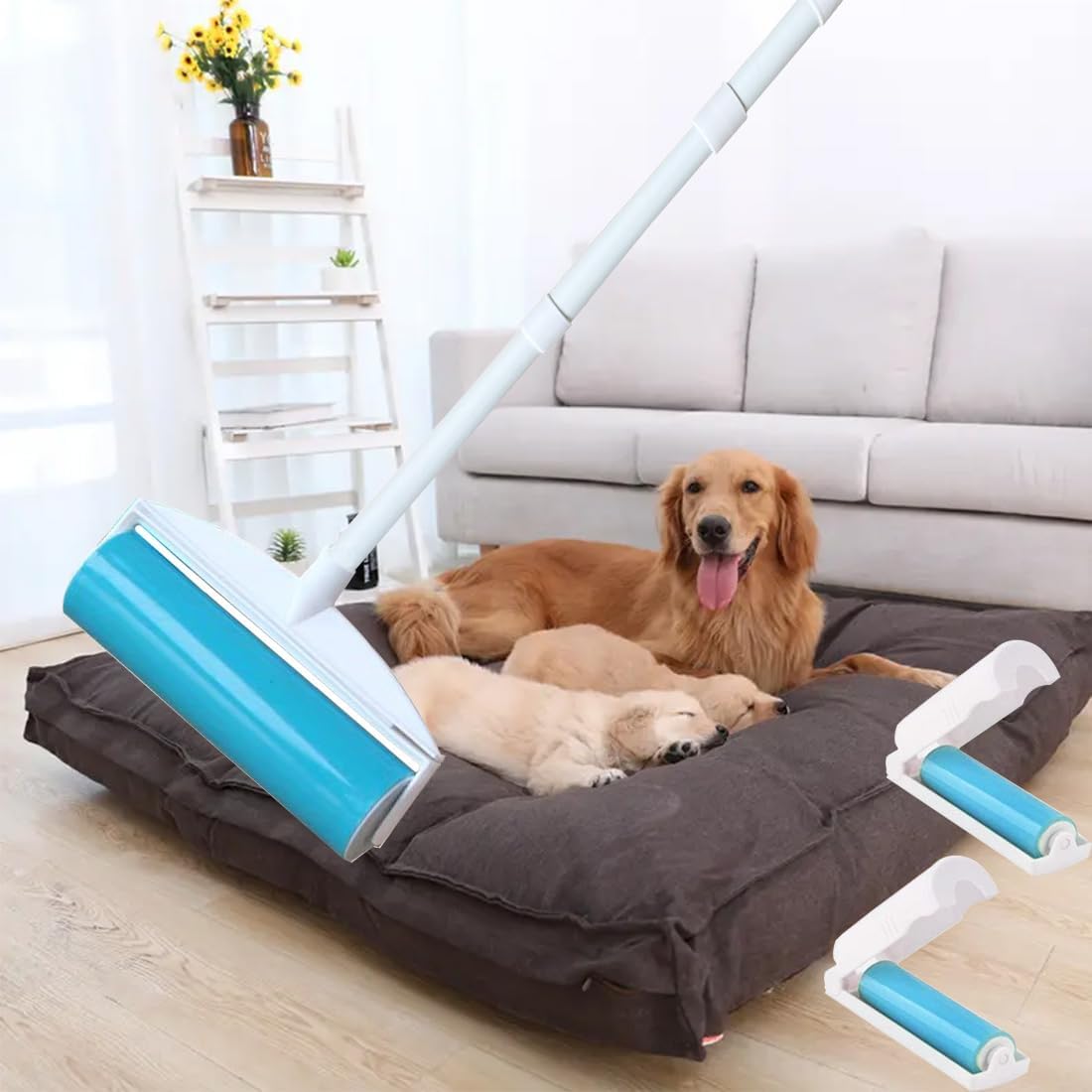 NUOBUT 8" Large Reusable Lint Roller, 1 Large, 1 Refill & 2 Mini Rollers