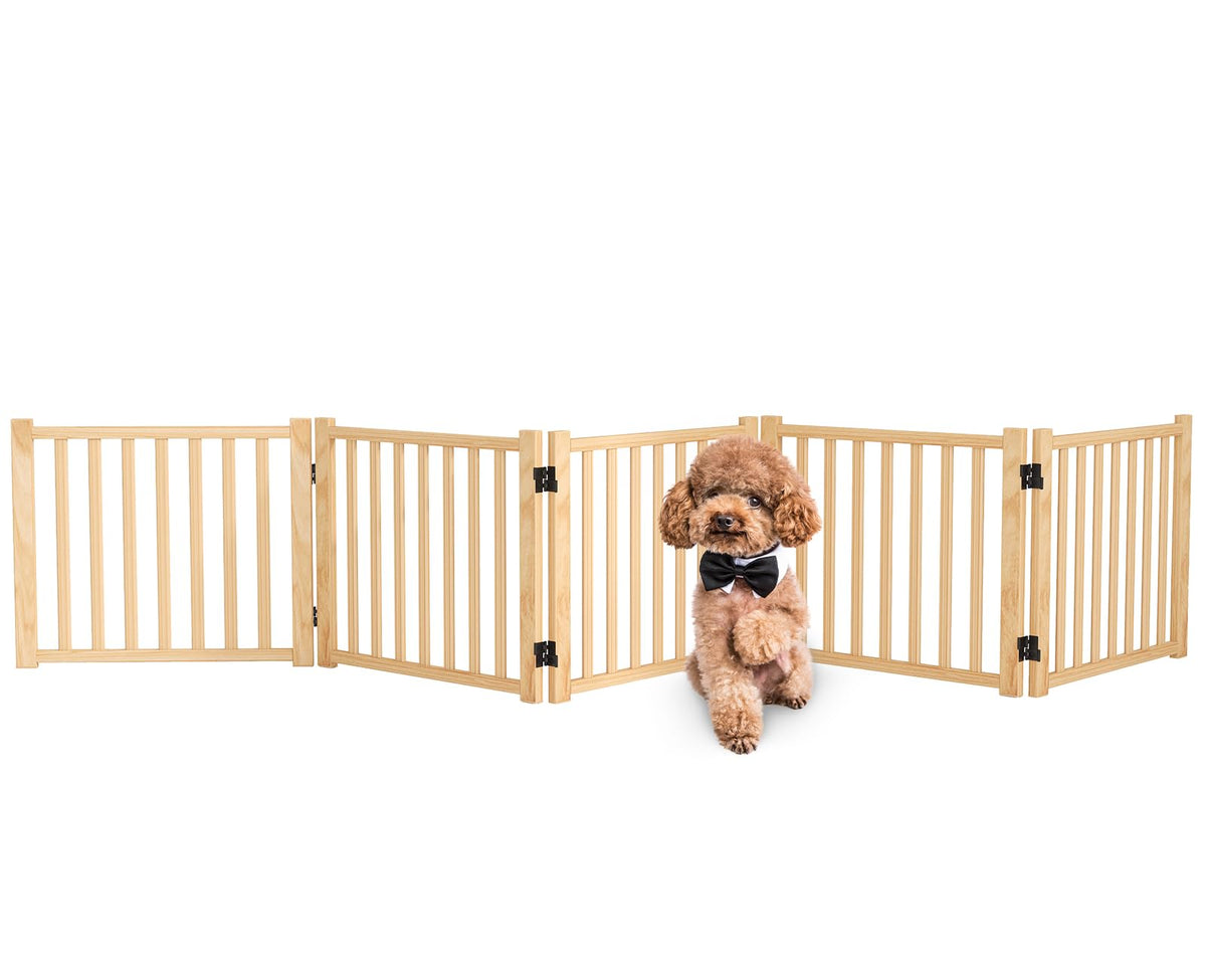 Wooden Freestanding Dog Gates Indoor- 23" Height 2 Panels