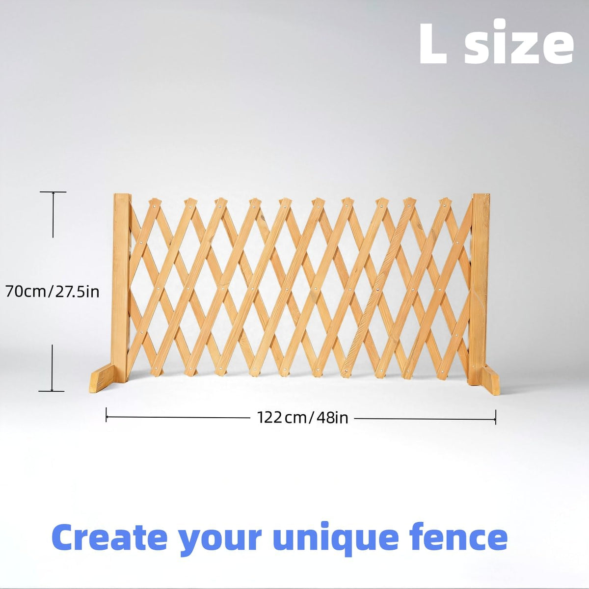 Expandable Wooden Dog Gate, Indoor Outdoor Dog Fence(Wood,L)
