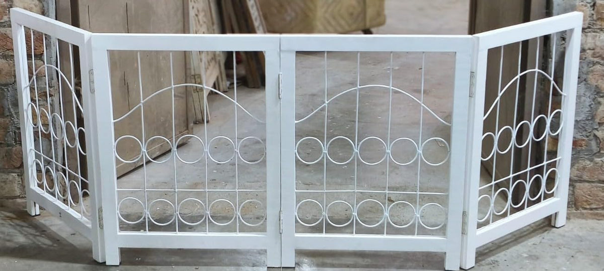 Freestanding Wood Pet Gate, 4-Panel, 56x28