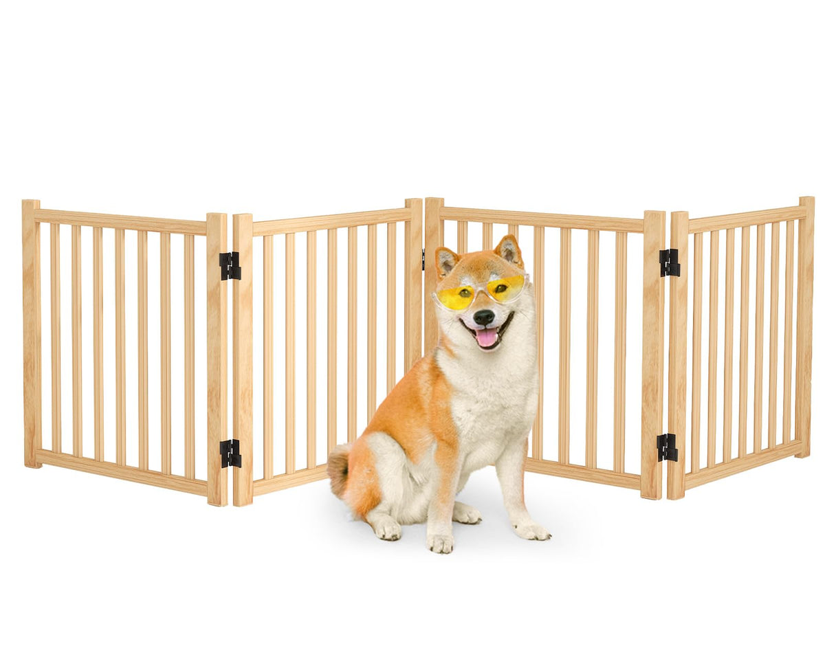 Wooden Freestanding Dog Gates Indoor- 23" Height 2 Panels