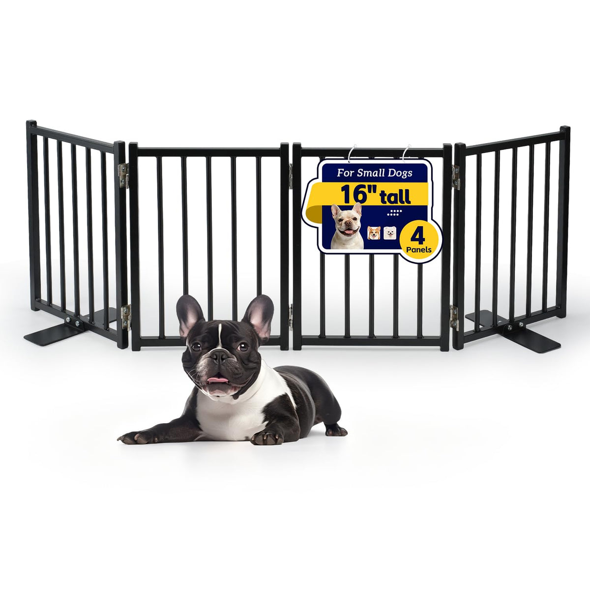 Free Standing Small Dog Gate Indoor, Short Foldable Dog Gate for Stairs