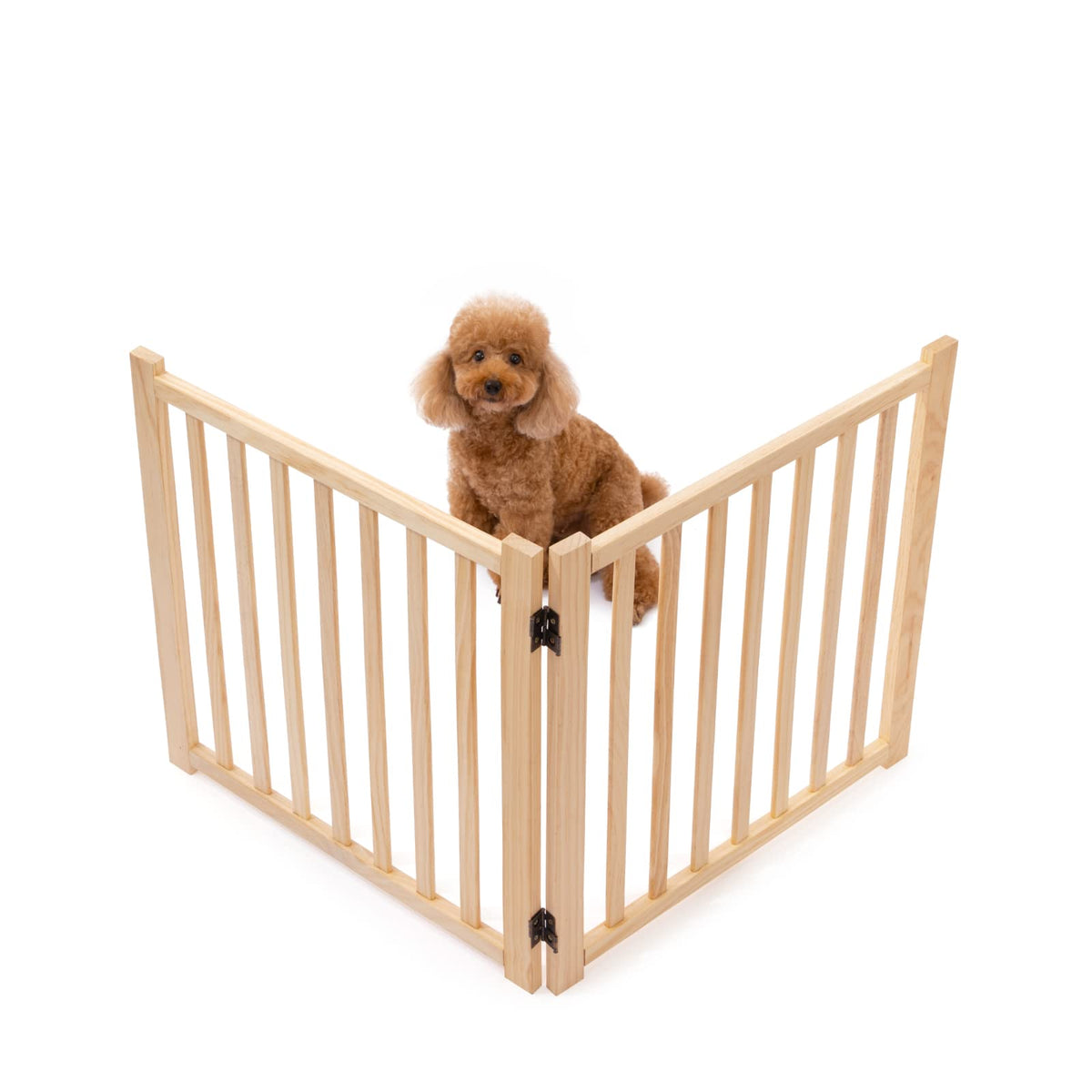 YOCAN Non-Painted Wooden Freestanding Dog Gates - 4 Panel H:16.9"