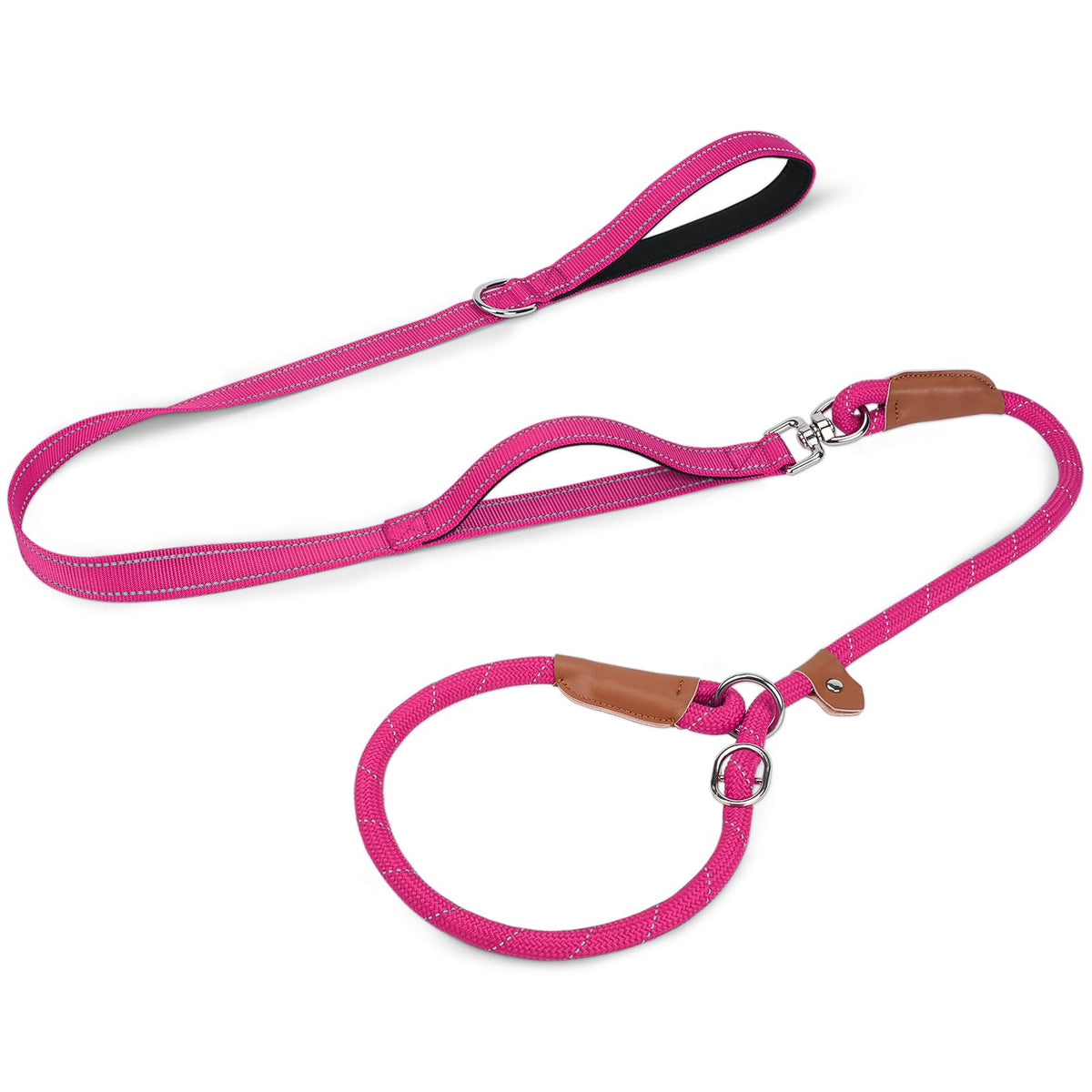 Joytale Slip Lead Dog Leash with Dual Handle, No Pull, Black, 6FT x 3/8"