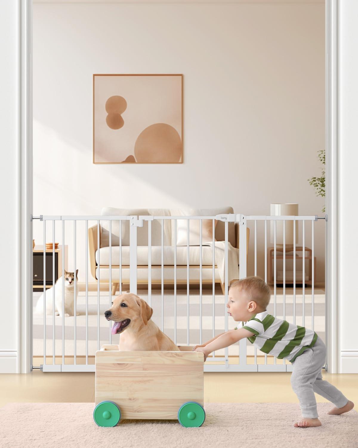 keny 29"-42.5" Baby Gate for Stairs, Auto Close Safety Dog Gate