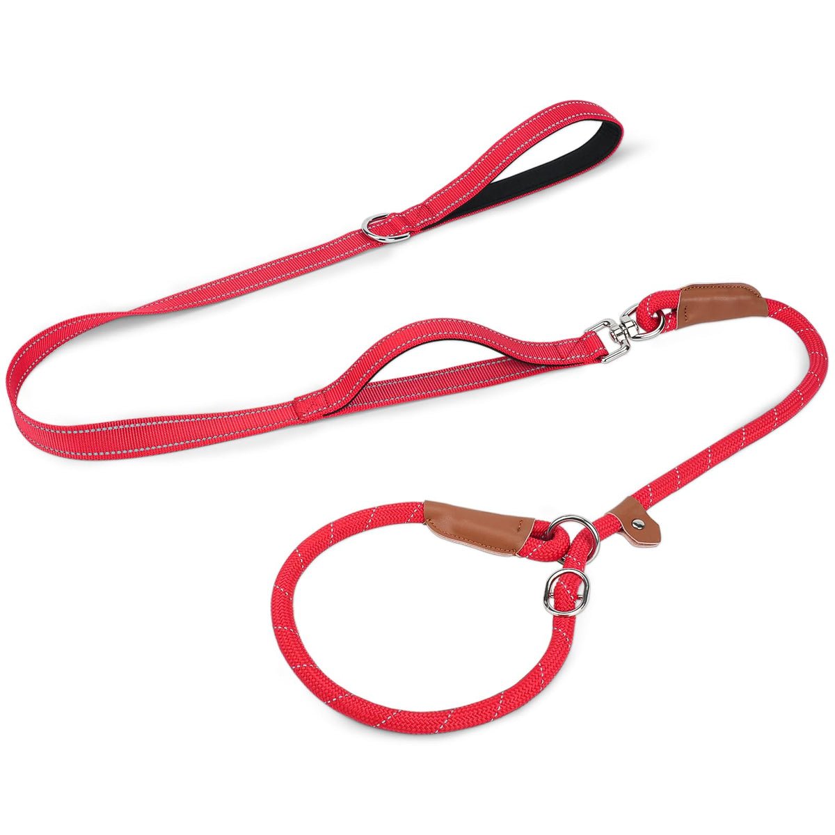 Joytale Slip Lead Dog Leash with Dual Handle, No Pull, Black, 6FT x 3/8"